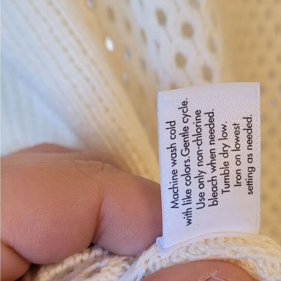 Stylus Women's Cream Open Knit Collared Sweater Polo Size L - Picture 5 of 6